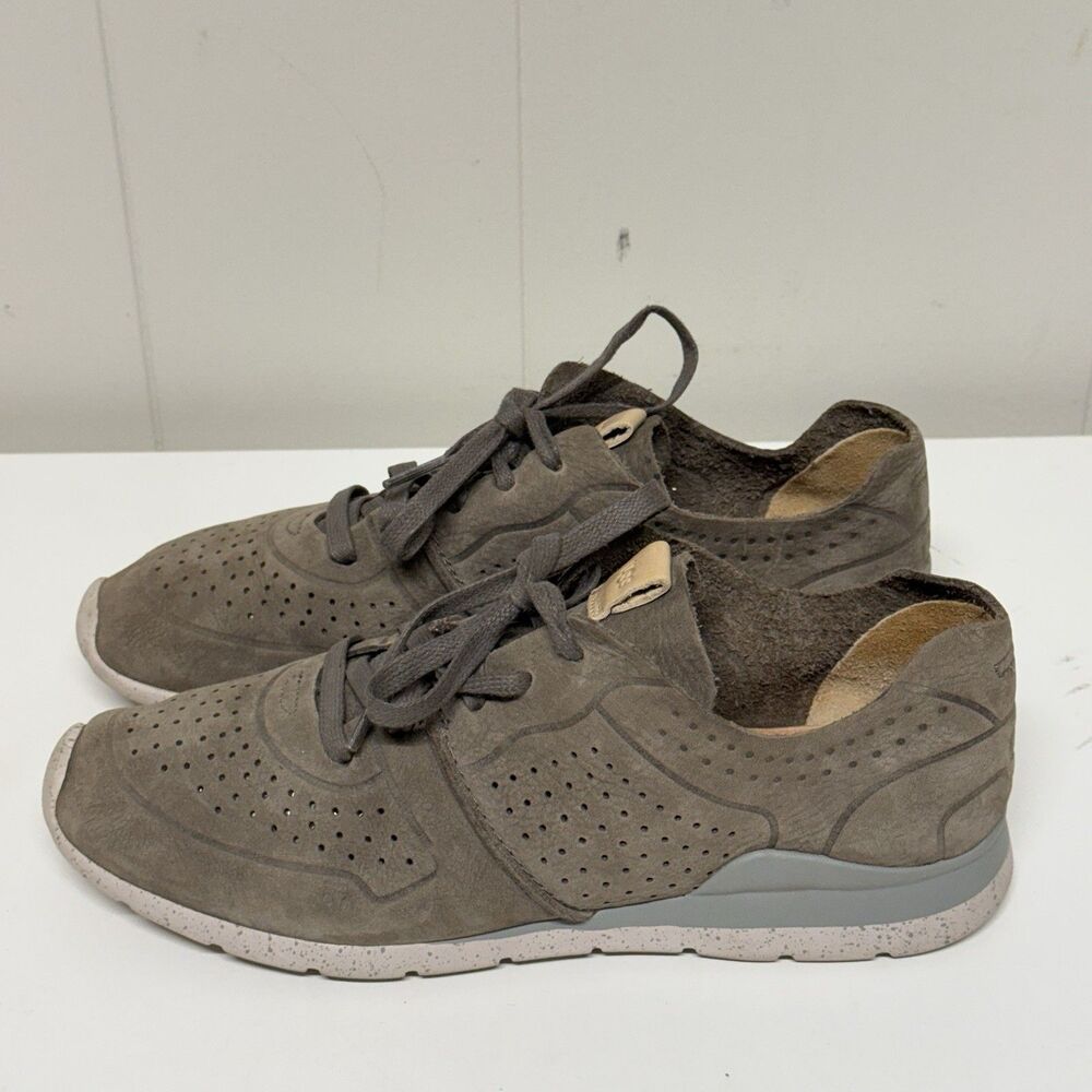 UGG Tye Perforated Nubuck Leather Sneaker 1016674 Brown Women 10 VGUC